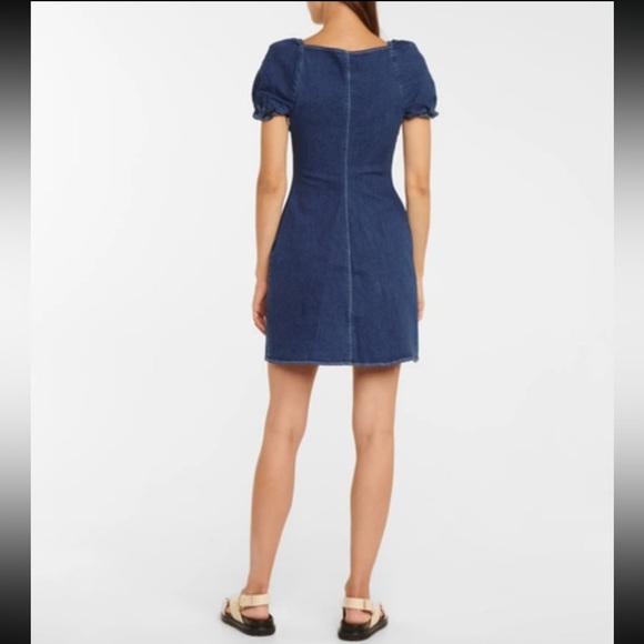 STAUD Sur Sweetheart-neck Denim Mini Dress - Picture 3 of 4